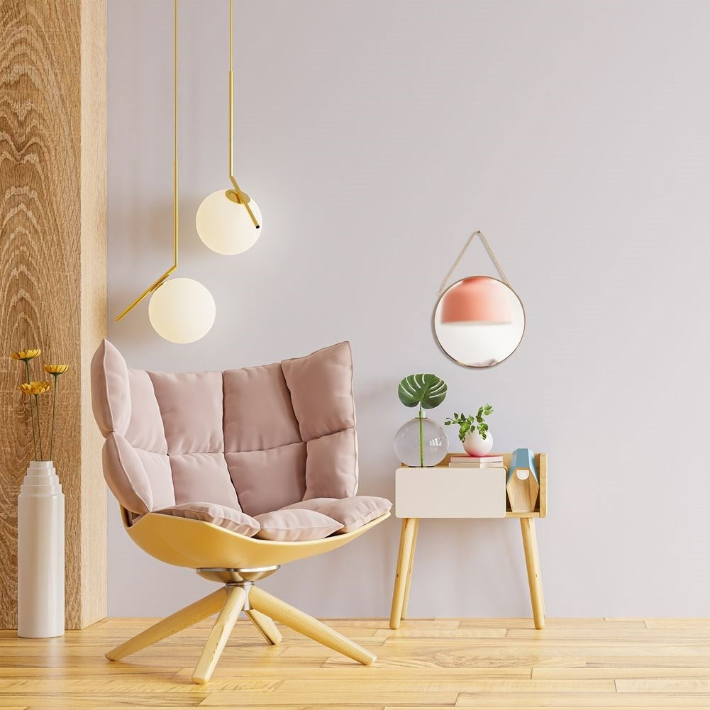 Elegant golden wall mirror 20 cm with chain for all rooms