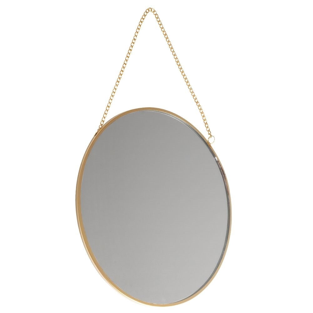 Elegant golden wall mirror 20 cm with chain for all rooms