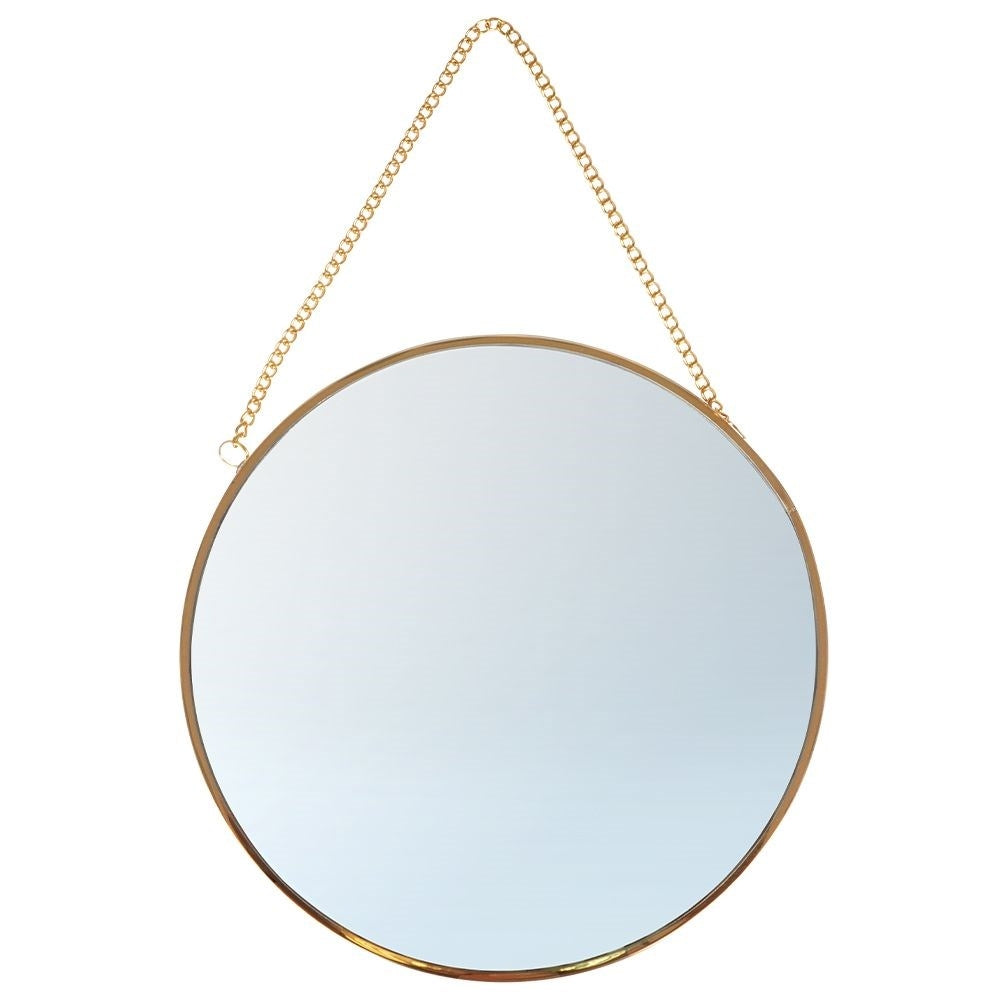 Elegant golden wall mirror 20 cm with chain for all rooms