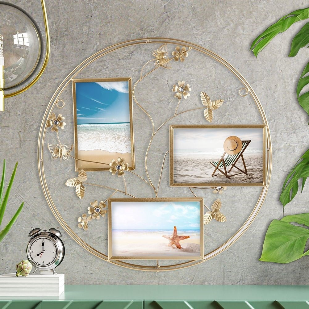 Elegant gold frames 10x15 cm with floral motifs and sequins