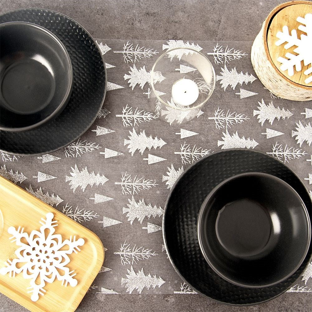 Elegant gray Christmas cloth with silver glitter