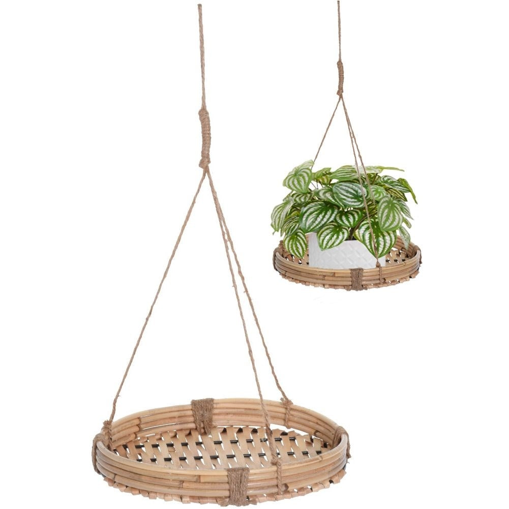 Elegant hanging flower pot in natural style - bamboo