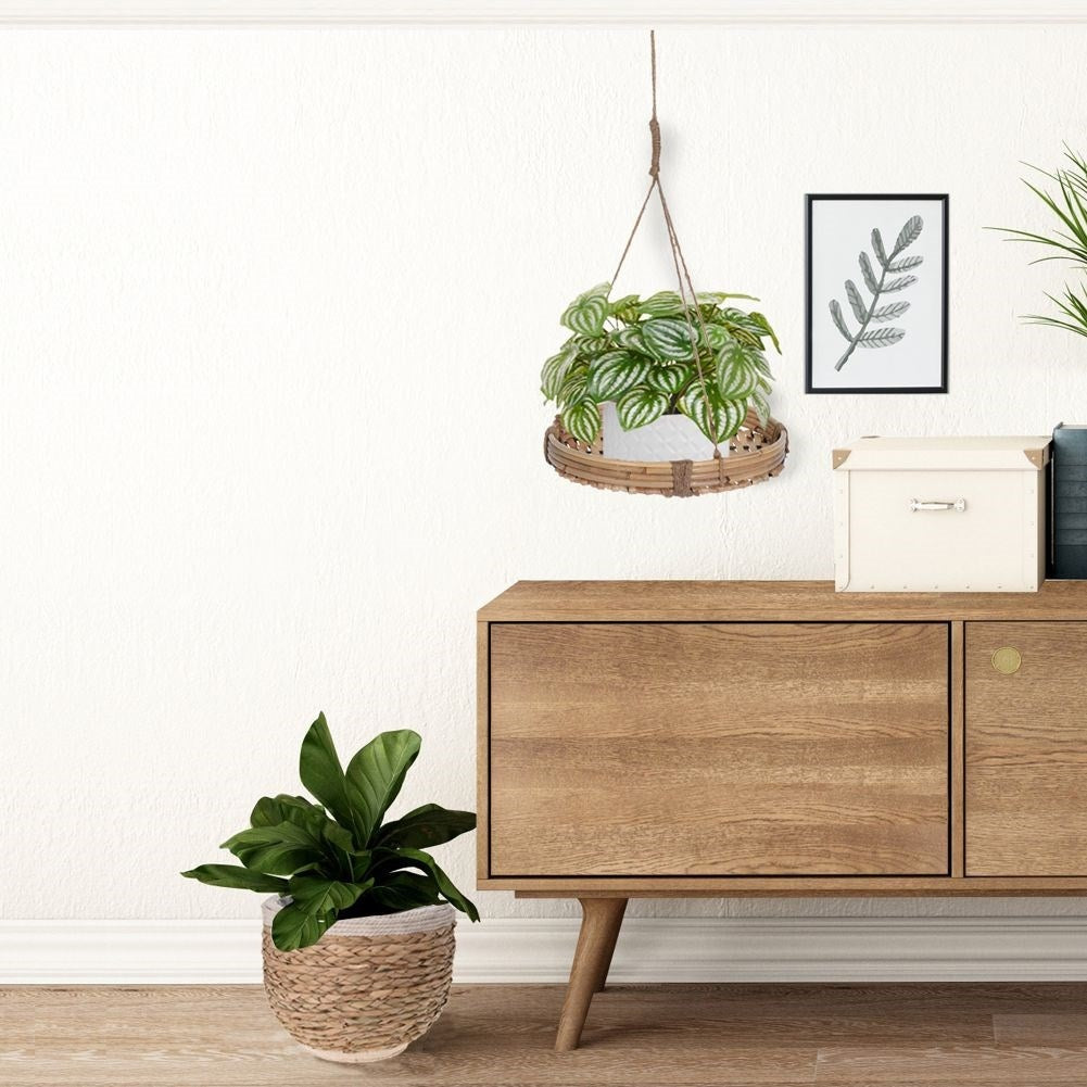 Elegant hanging flower pot in natural style - bamboo