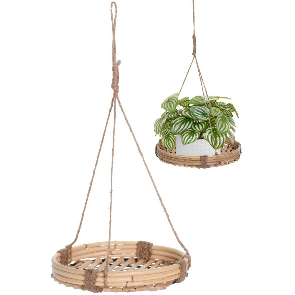 Elegant hanging flower pot in natural style - bamboo.