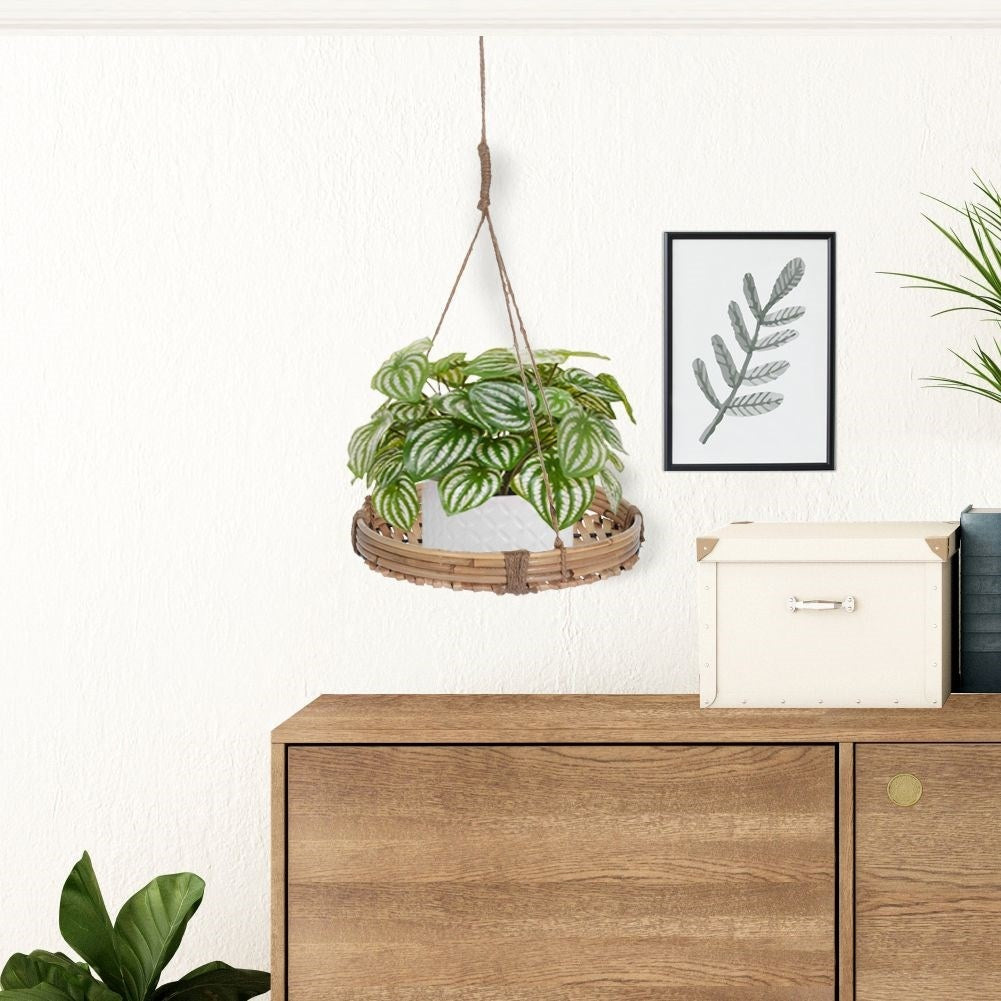 Elegant hanging flower pot in natural style - bamboo.