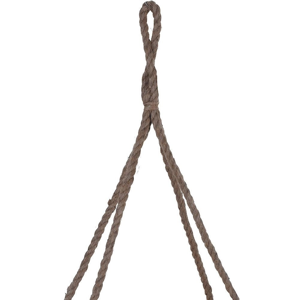 Elegant hanging flower pot in recycled wood with sturdy rope
