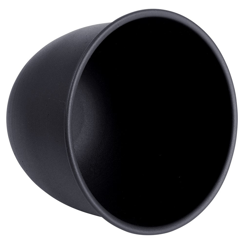Elegant hanging pot in black metal with leather strap for indoors