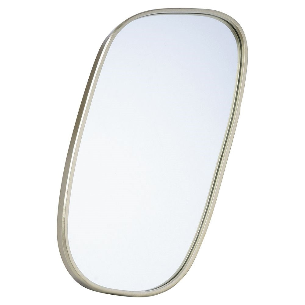 Elegant irregular wall mirror with golden metal frame