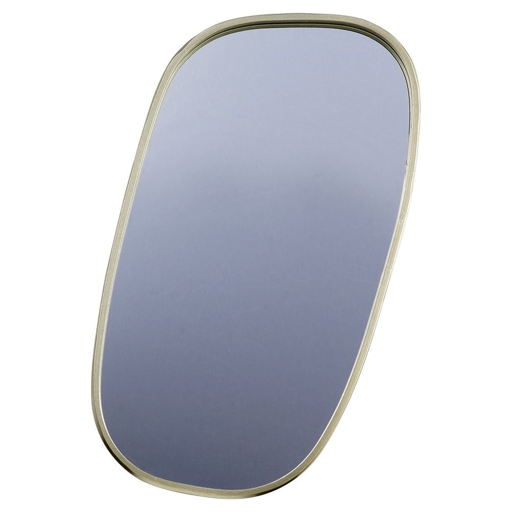 Elegant irregular wall mirror with golden metal frame