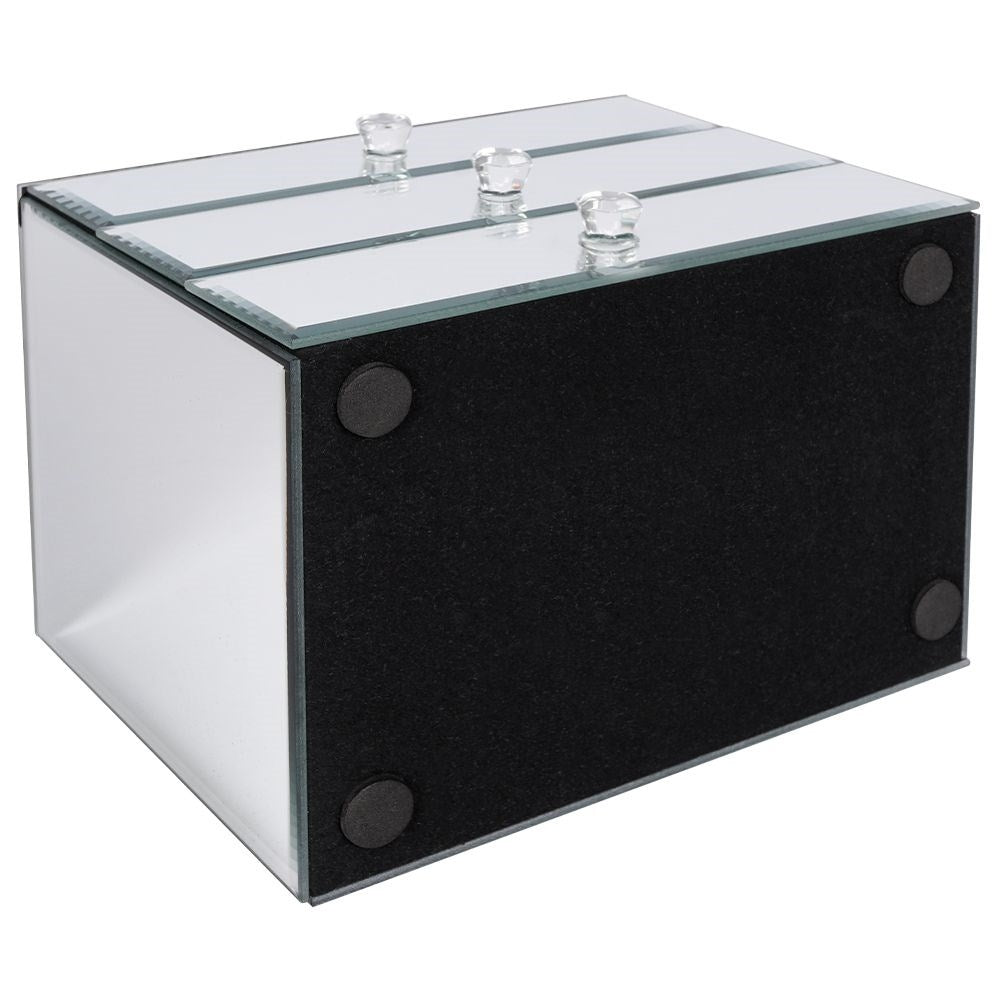 Elegant jewelry box with three drawers and crystal handle
