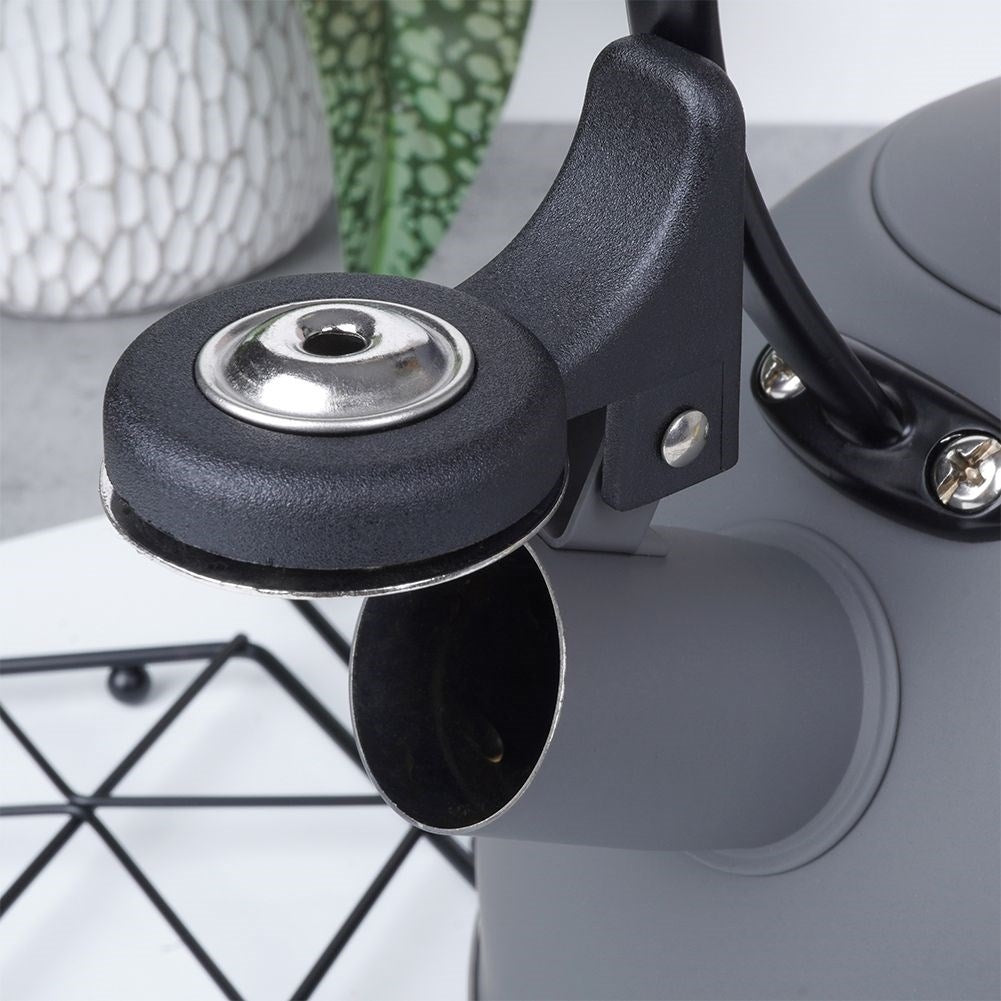 Elegant kettle in matt gray with wooden design handle