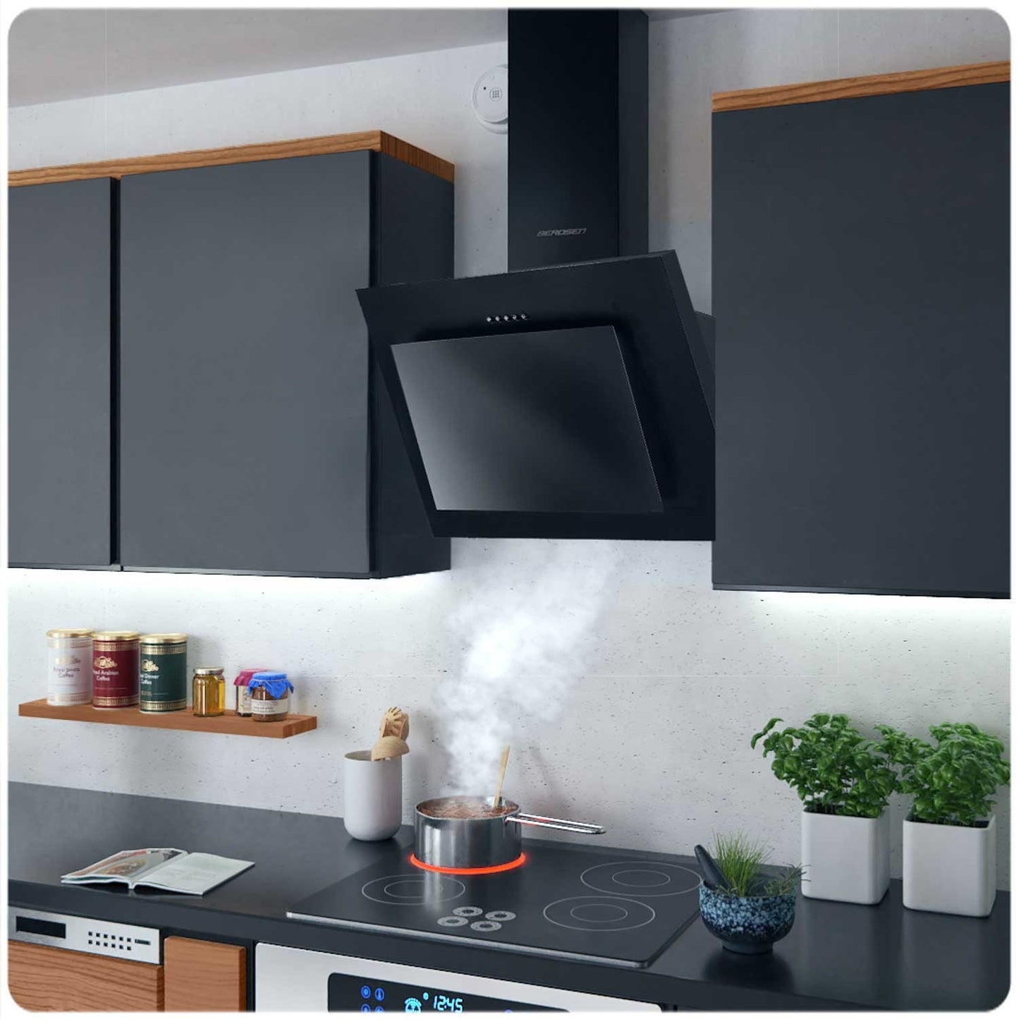Elegant kitchen hood 60 cm Berdsen BT-215 black