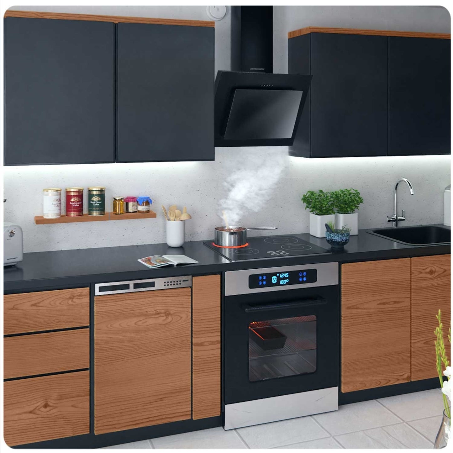 Elegant kitchen hood 60 cm Berdsen BT-215 black