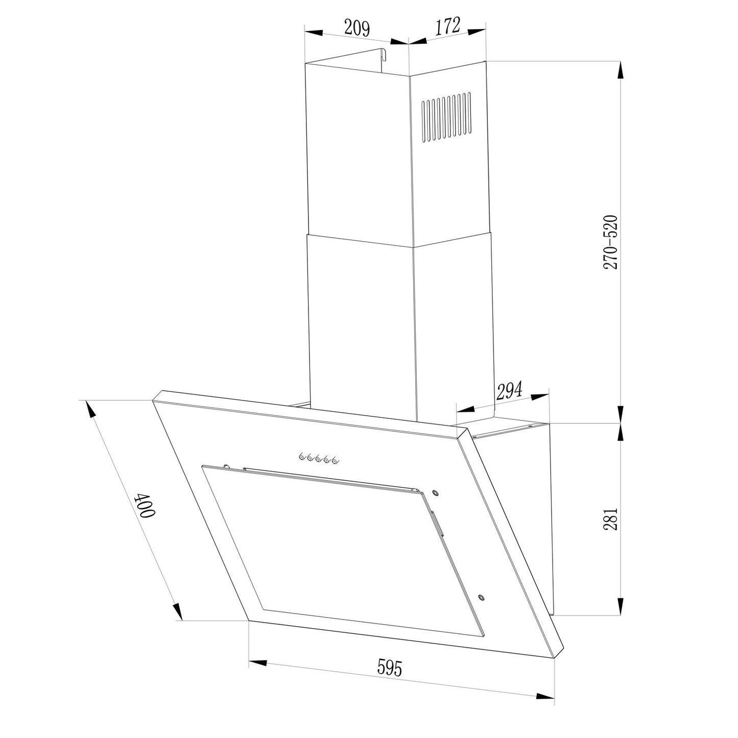 Elegant kitchen hood 60 cm Berdsen BT-215 black
