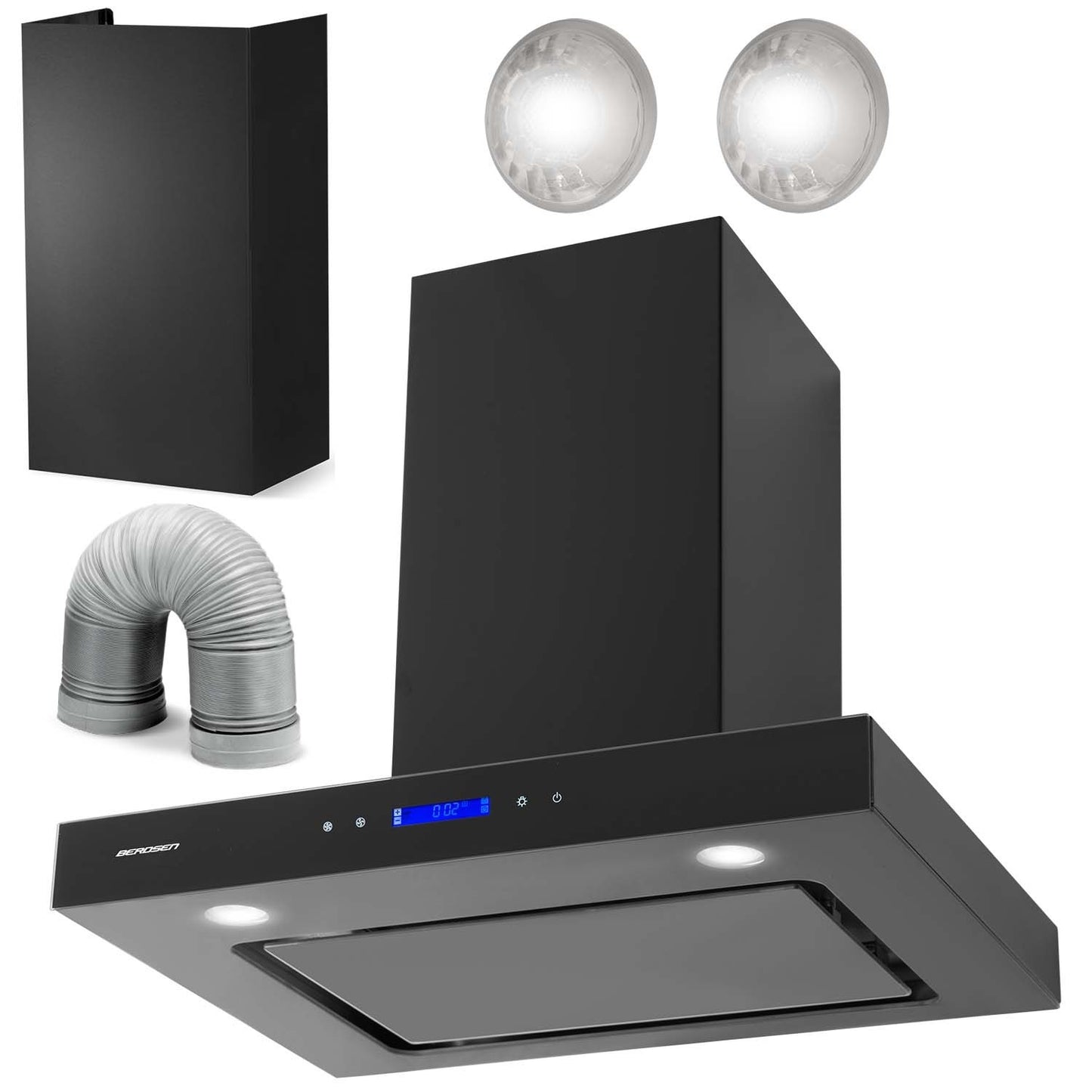 Elegant kitchen hood 60 cm black Berdsen BE-60E