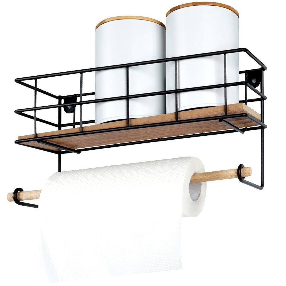 Elegant kitchen shelf with paper towel holder and storage