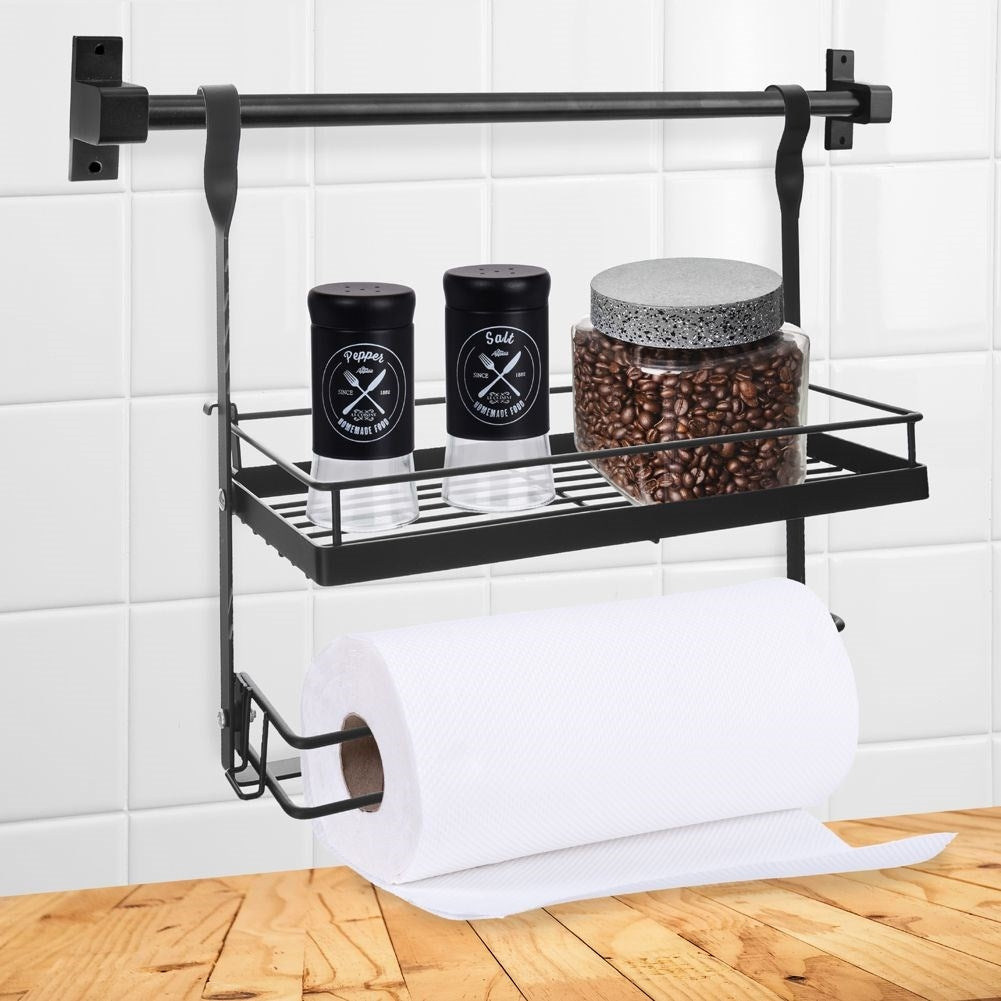 Elegant kitchen shelf with paper towel holder and storage