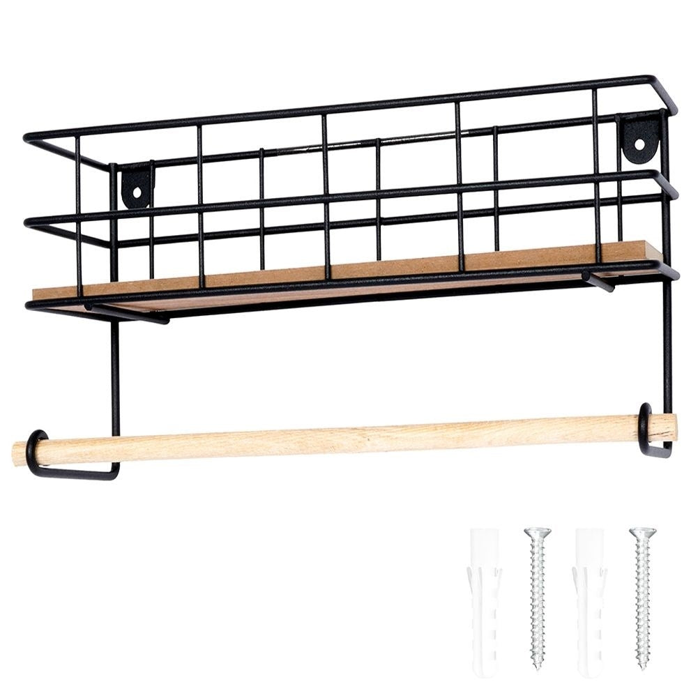 Elegant kitchen shelf with paper towel holder and storage