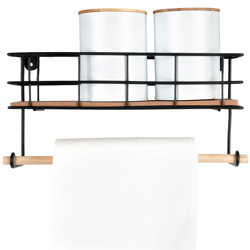 Elegant kitchen shelf with paper towel holder and storage