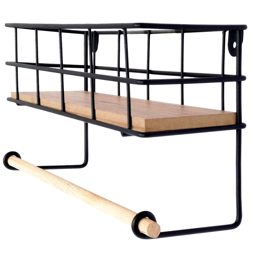 Elegant kitchen shelf with paper towel holder and storage