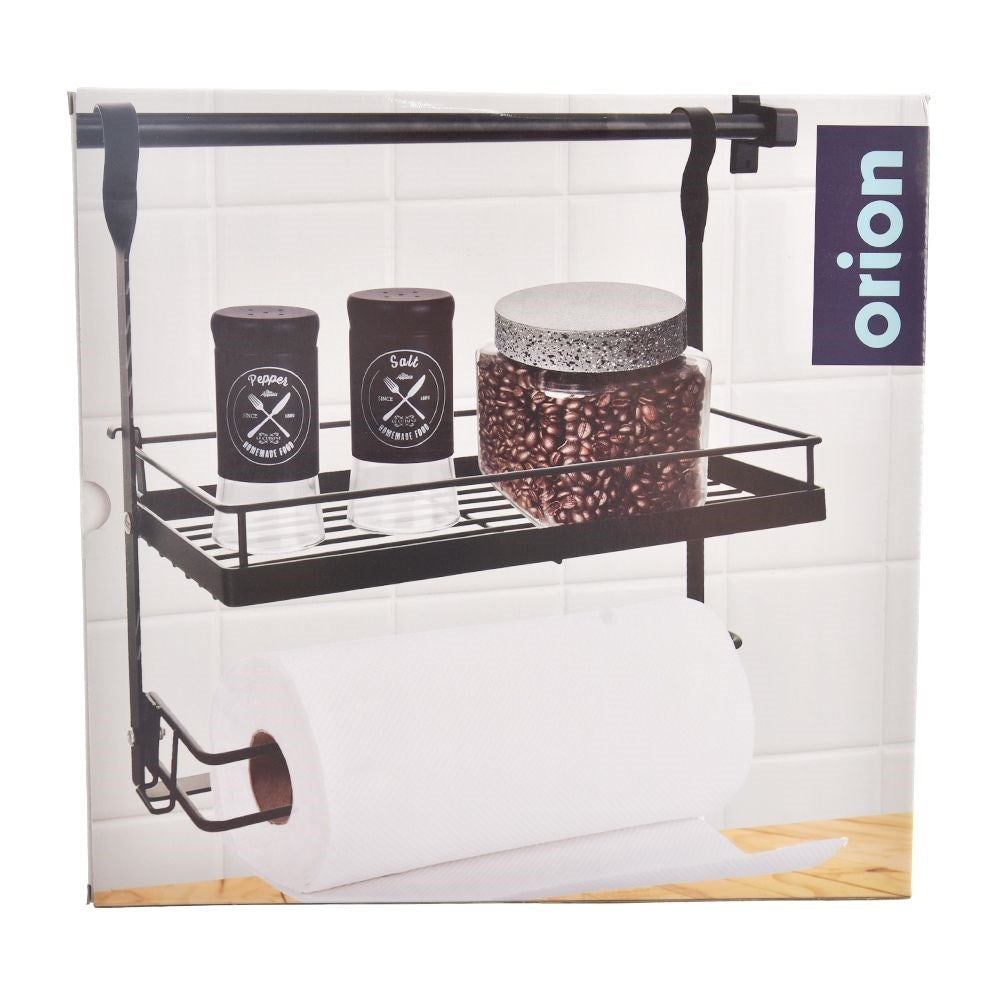 Elegant kitchen shelf with paper towel holder and storage