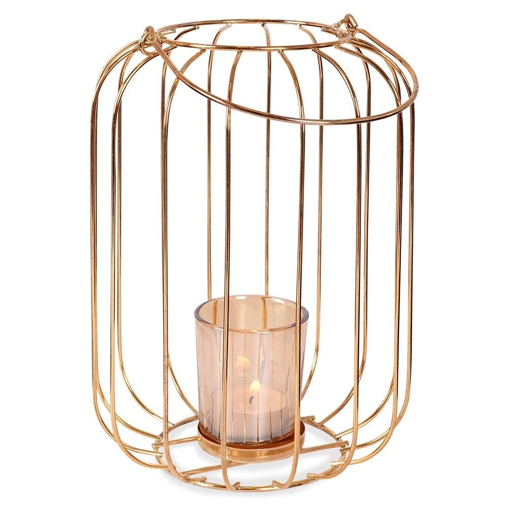 Elegant metal and glass candle lantern for candles or tealights