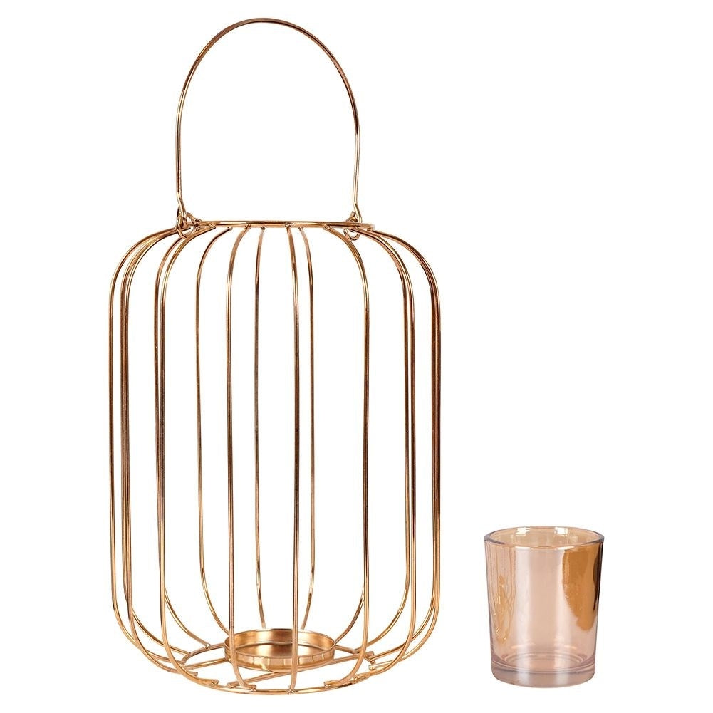 Elegant metal and glass candle lantern for candles or tealights