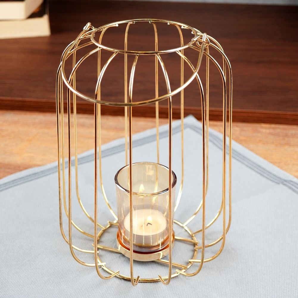 Elegant metal and glass candle lantern for candles or tealights