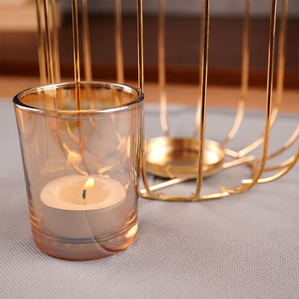 Elegant metal and glass candle lantern for candles or tealights