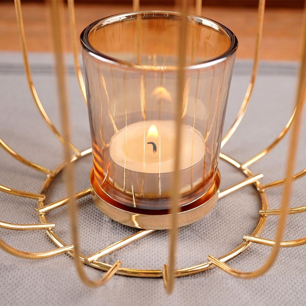 Elegant metal and glass candle lantern for candles or tealights