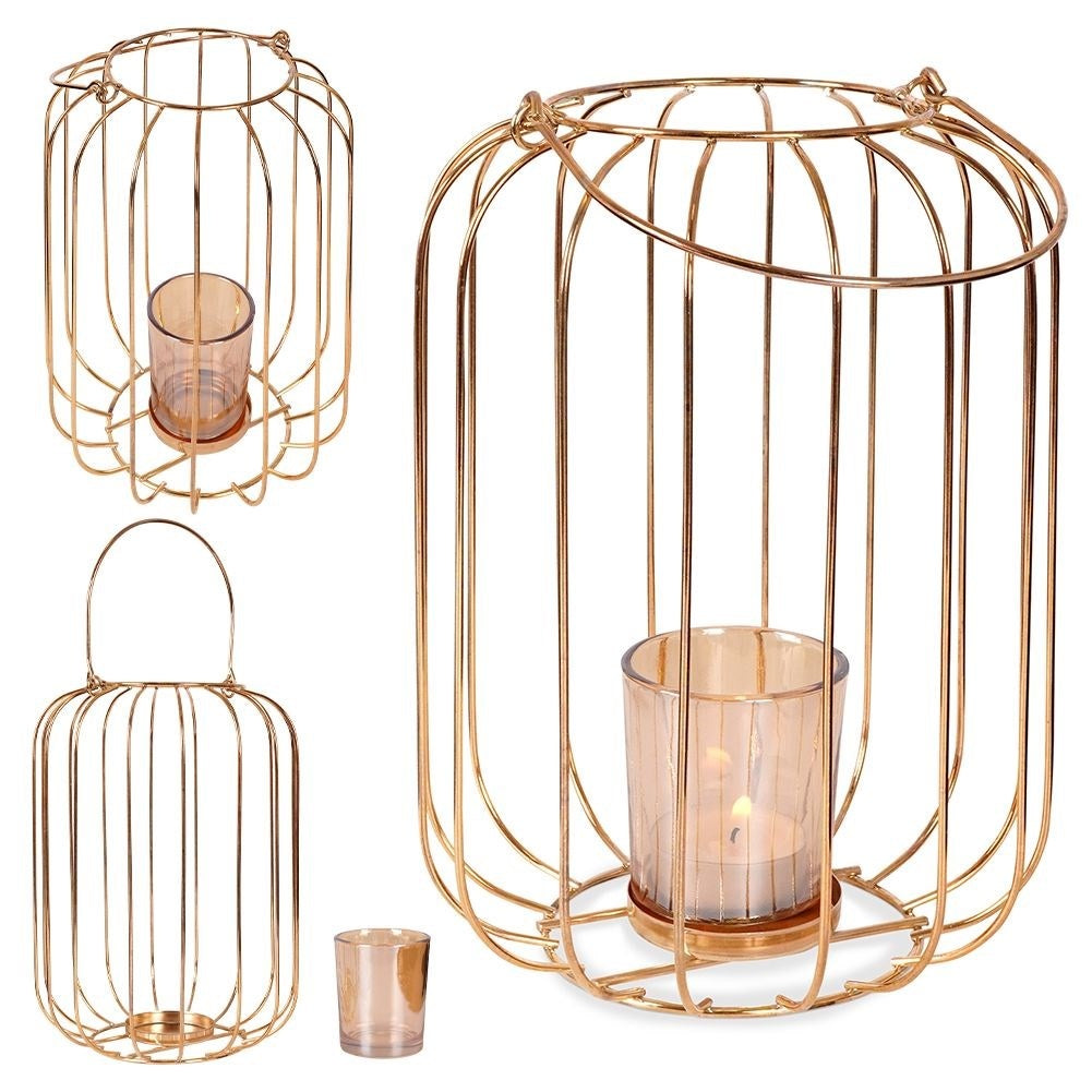 Elegant metal and glass candle lantern for candles or tealights