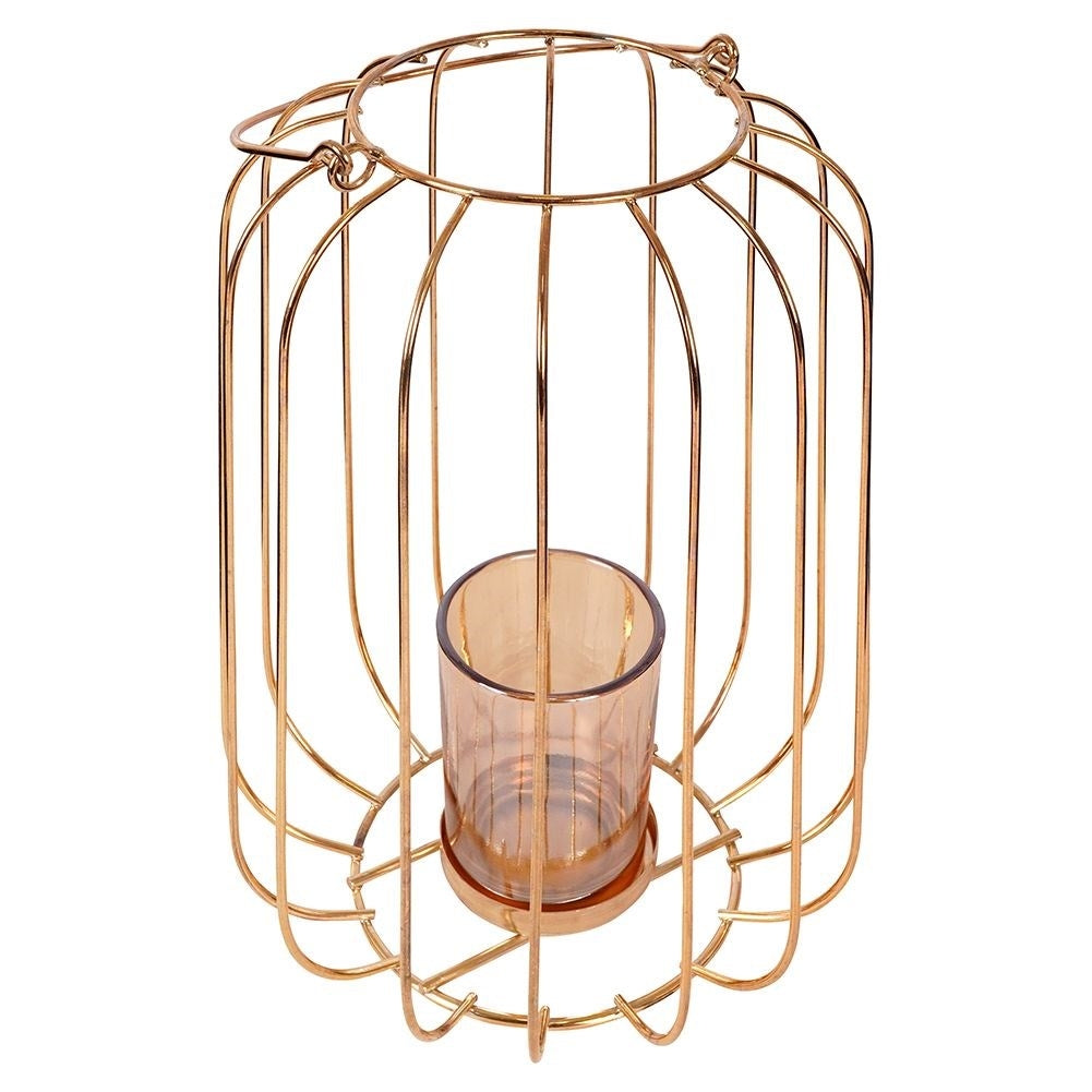Elegant metal and glass candle lantern for candles or tealights