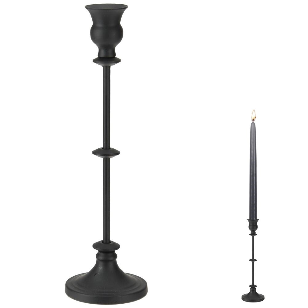 Elegant metal candlestick with black finish