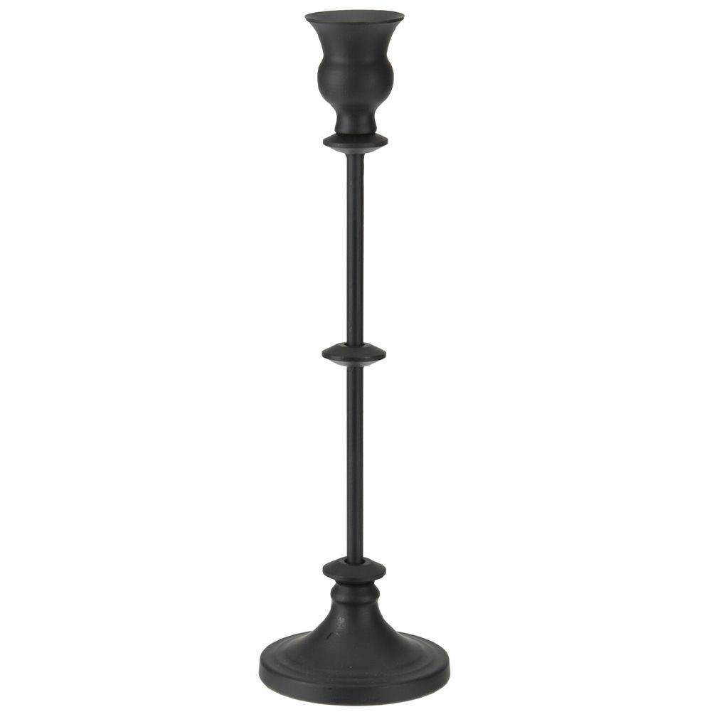 Elegant metal candlestick with black finish