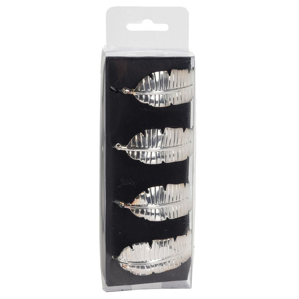Elegant napkin rings in silver with a leaf pattern, 4.5 cm diameter