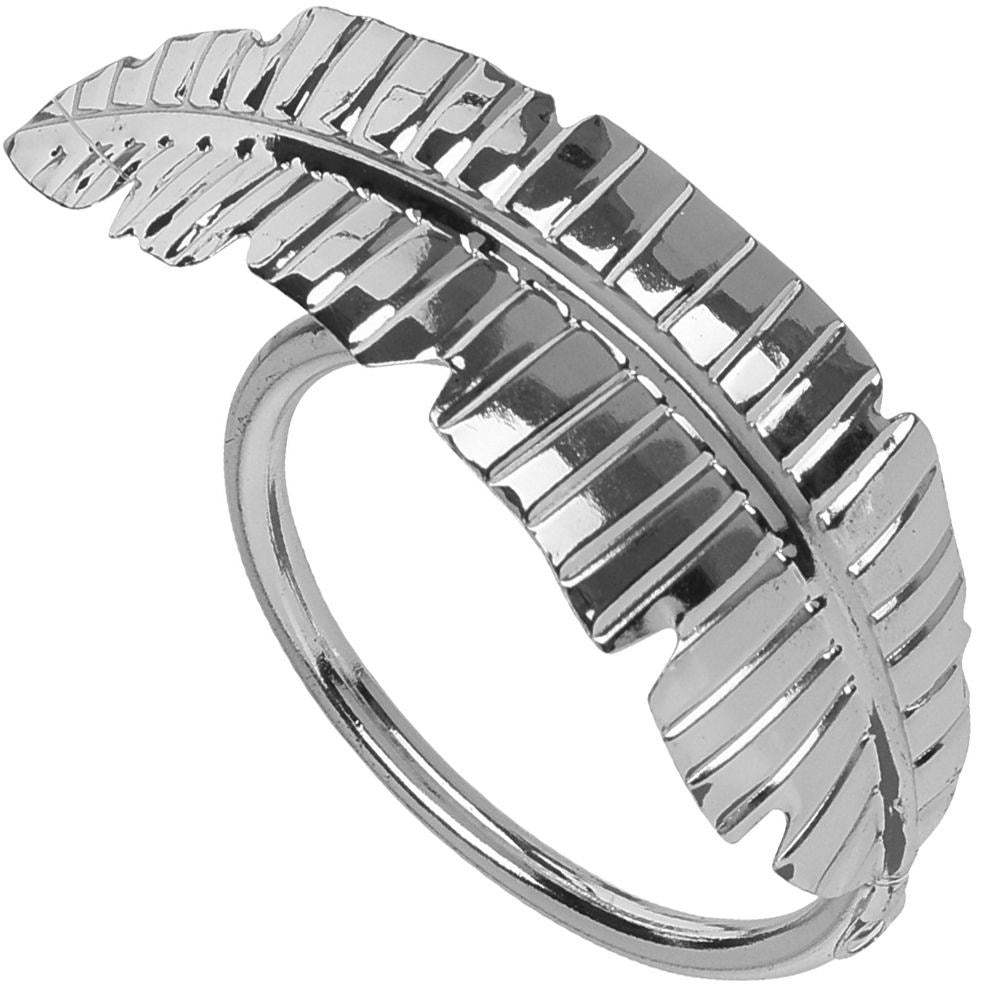 Elegant napkin rings in silver with a leaf pattern, 4.5 cm diameter