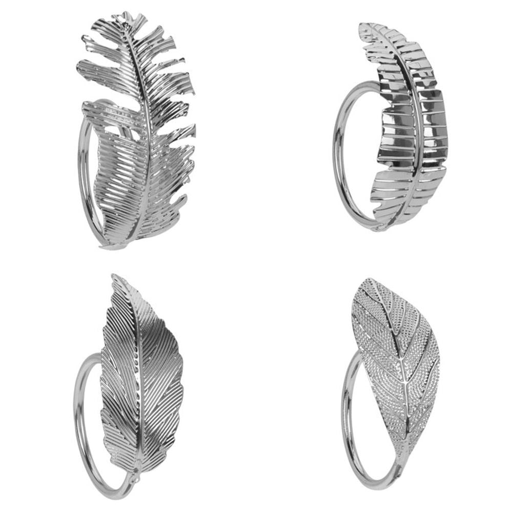 Elegant napkin rings in silver with a leaf pattern, 4.5 cm diameter