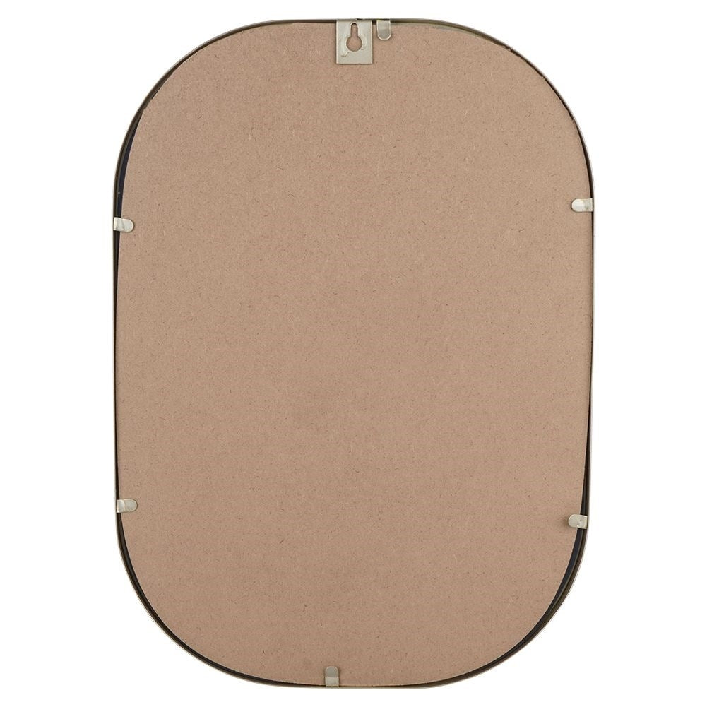 Elegant oval wall mirror with champagne gold metal frame