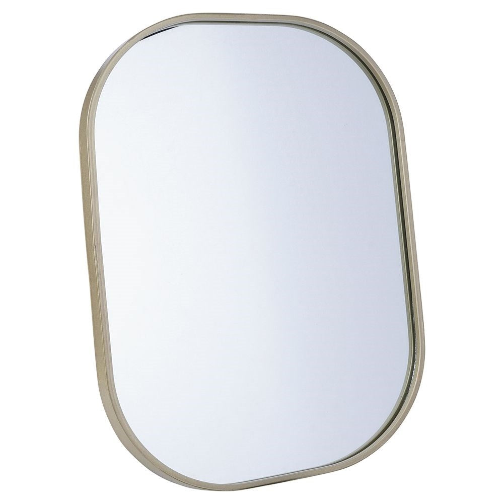 Elegant oval wall mirror with champagne gold metal frame