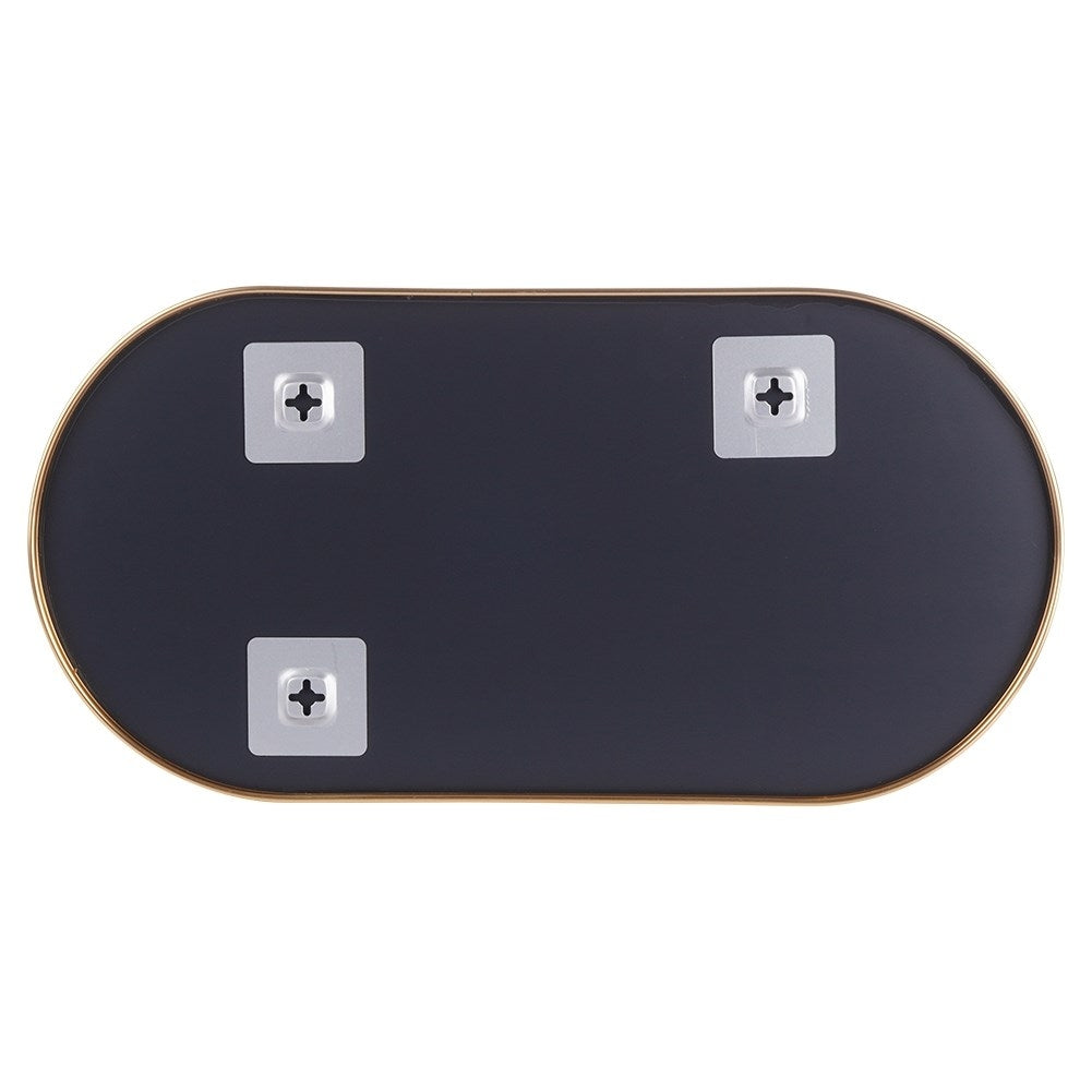 Elegant oval wall mirror with gold metal frame, flexible suspension
