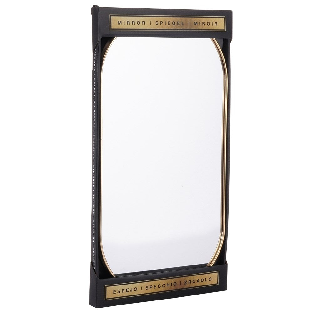 Elegant oval wall mirror with gold metal frame, flexible suspension
