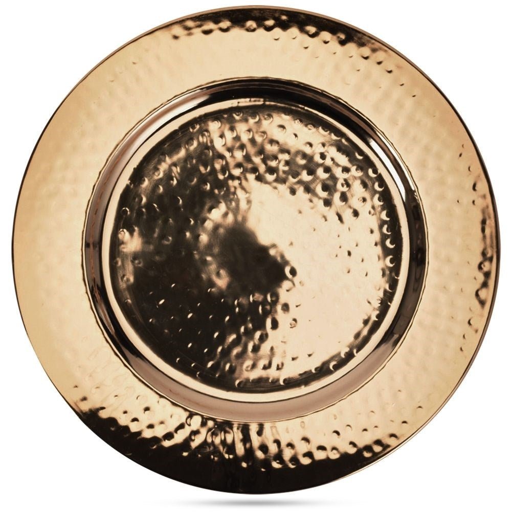 Elegant place mat 32 cm in golden metal with dot decoration