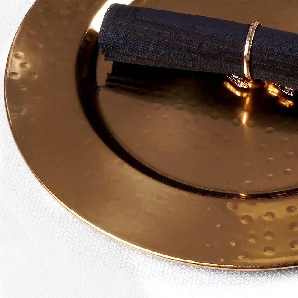 Elegant place mat 32 cm in golden metal with dot decoration
