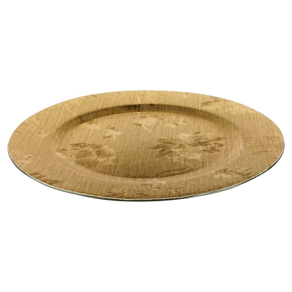 Elegant place mat 33 cm in golden color with flower motif