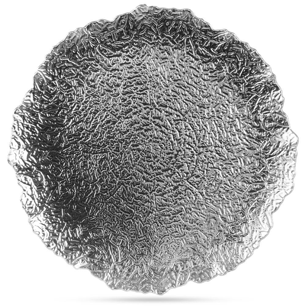 Elegant place mat 33 cm in silver colored plastic