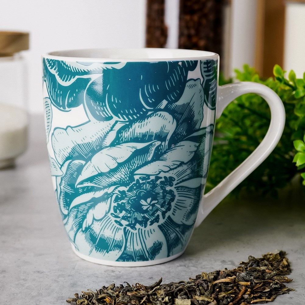 Elegant porcelain mug for coffee, tea and other drinks