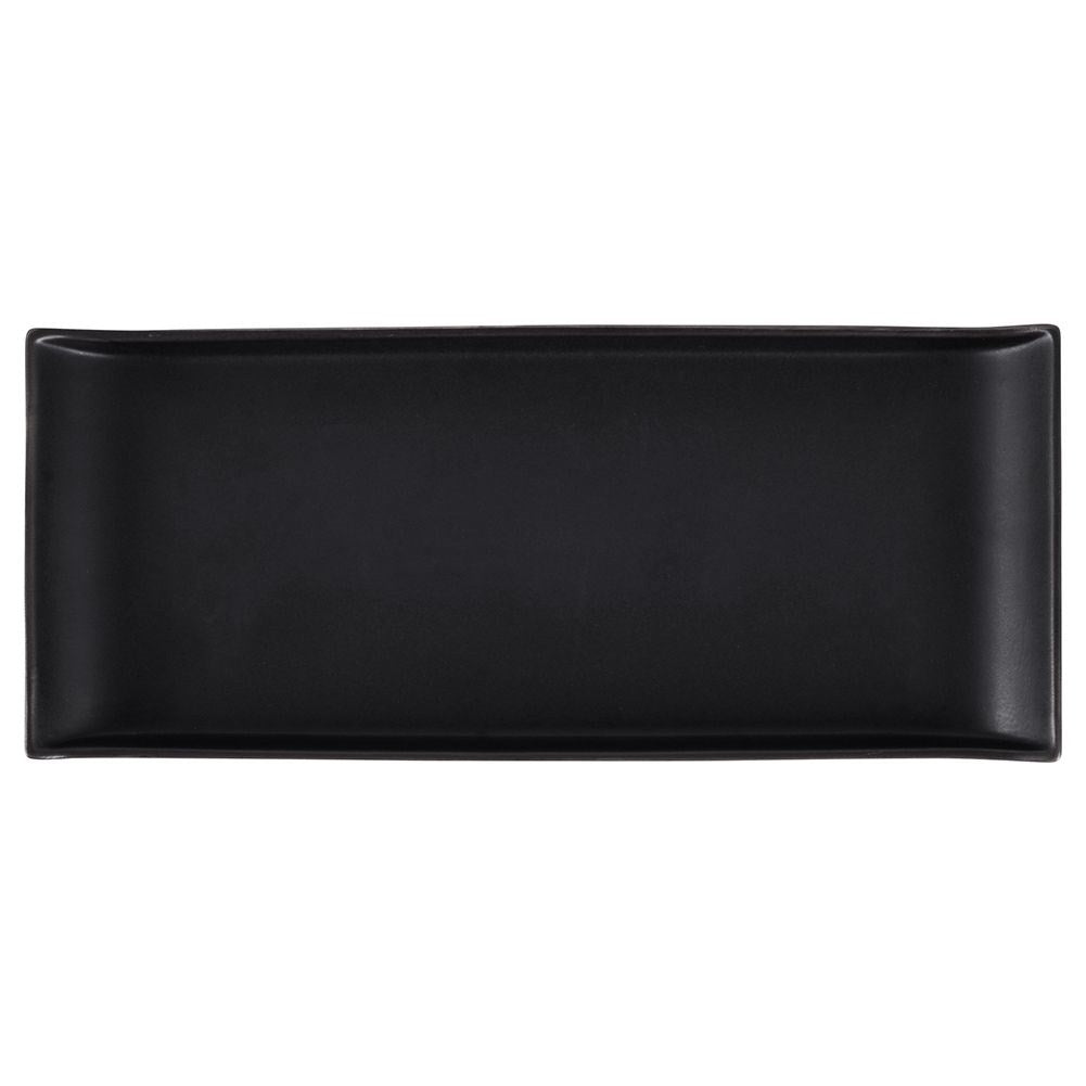 Elegant rectangular snack plate in black ceramic, dishwasher safe