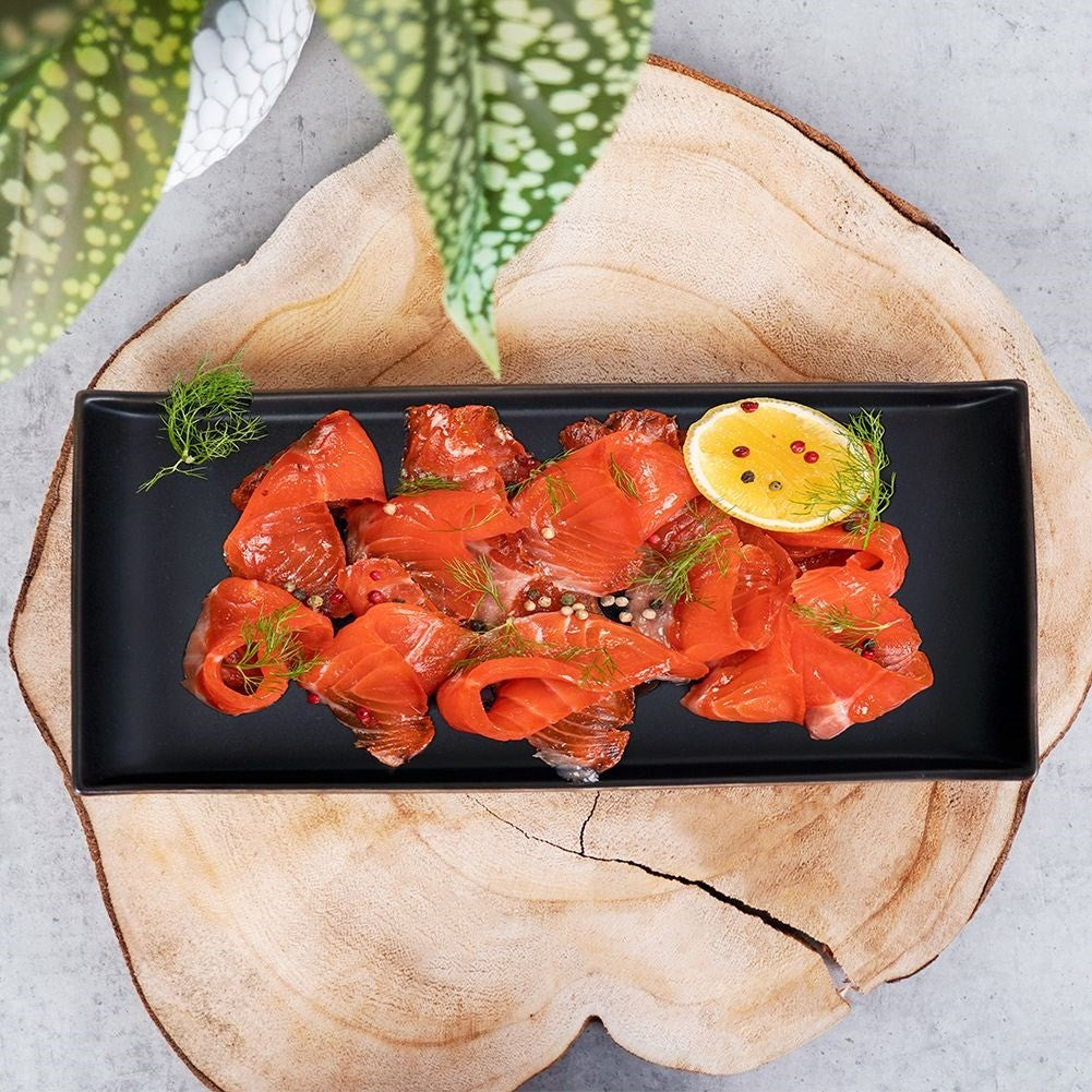 Elegant rectangular snack plate in black ceramic, dishwasher safe