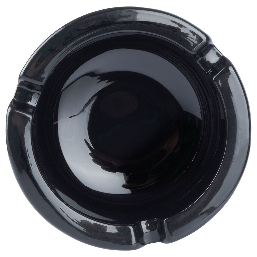 Elegant round ashtray in black glass for home & garden