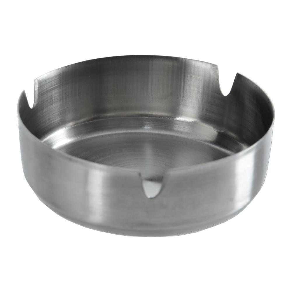 Elegant round ashtray in matt stainless steel for home & bar